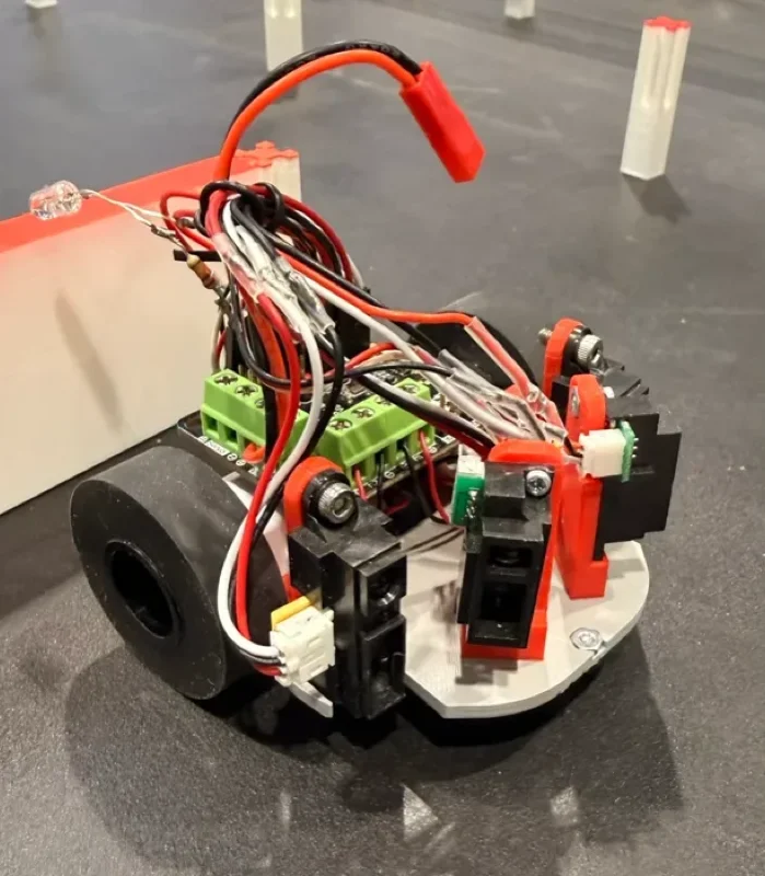 The Micromouse robot on the competition floor